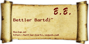 Bettler Bartó névjegykártya